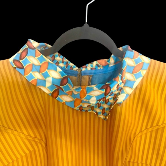 Vibrant Geometric African Print Flutter Sleeve Dress - Picture 3 of 9